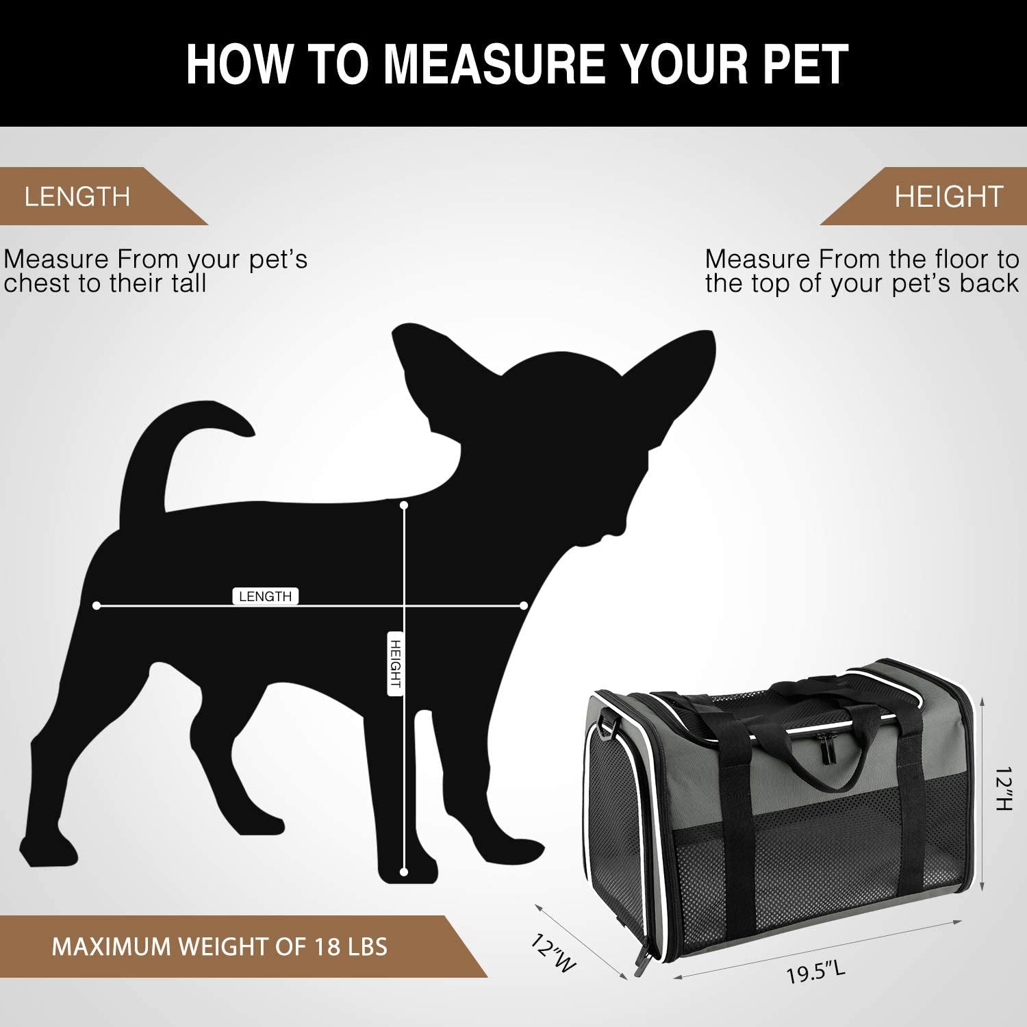 Portable Pet Carrier soft sided for up to 28 Lbs, Airline Approved