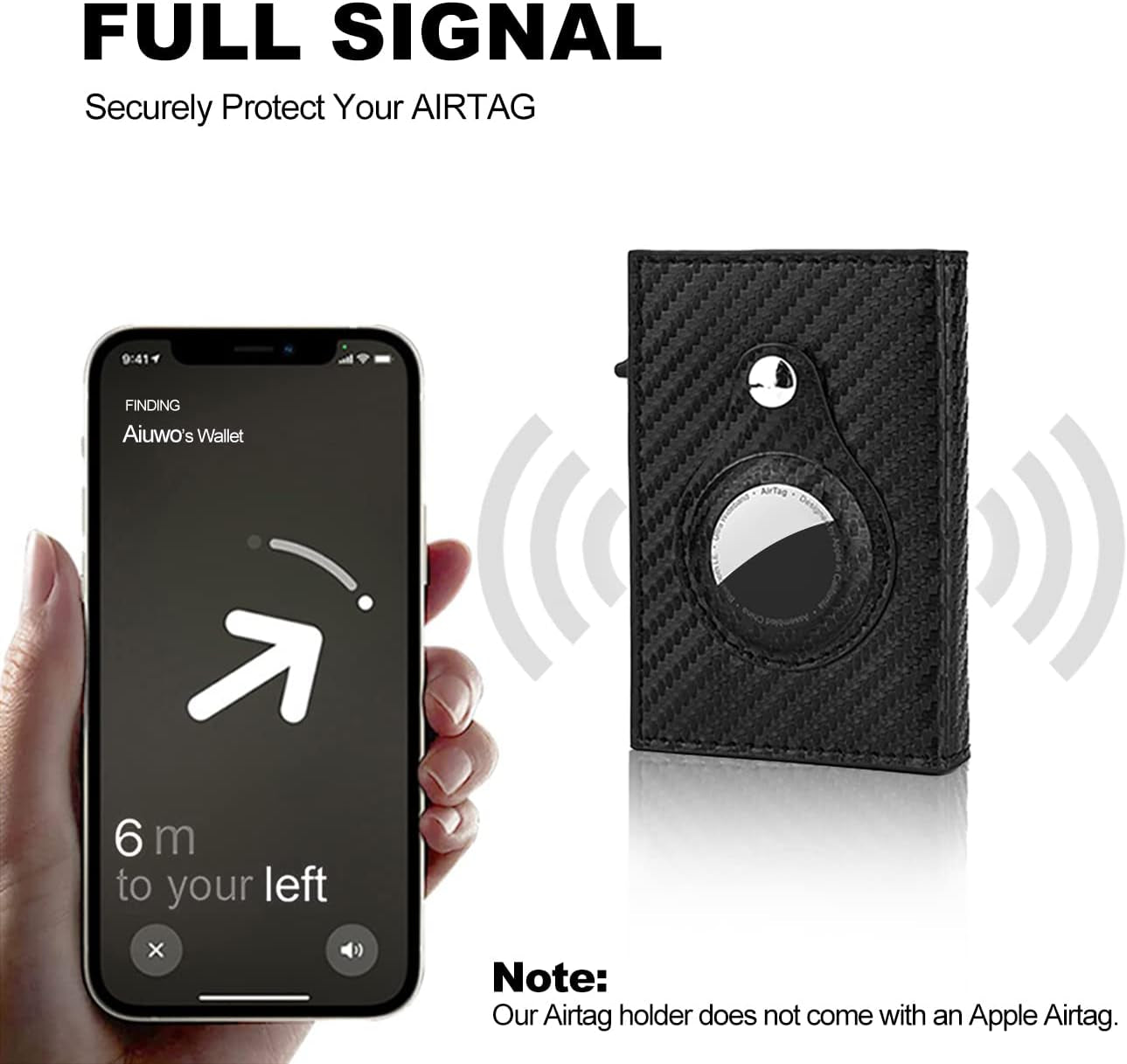 Air Tag Minimalist Men's Wallet, Card Holder, RFID Blocking Wallet (Airtag Carbon Fiber)