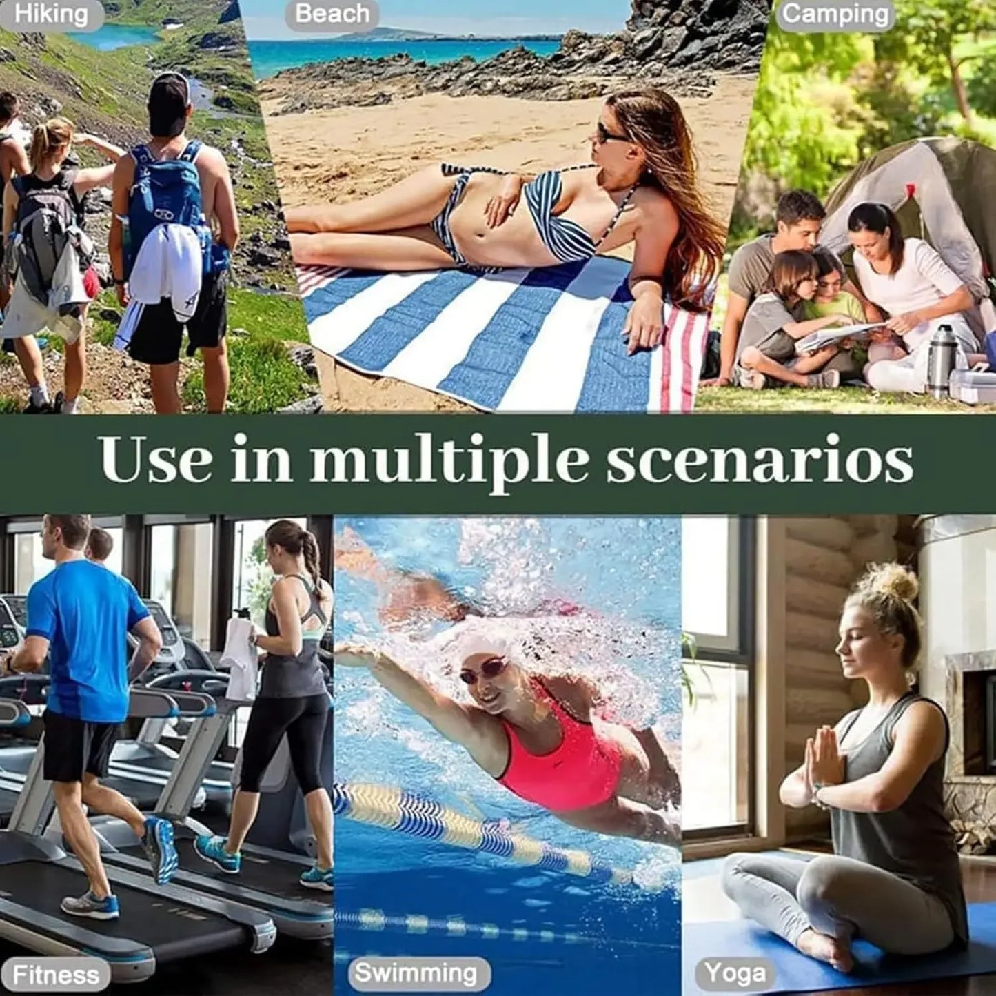 Magnetic Bath Towel Multifunctional Outdoor Magnet Towels Quick Drying Beach Towel for Surfing Swimming Changing Clothes