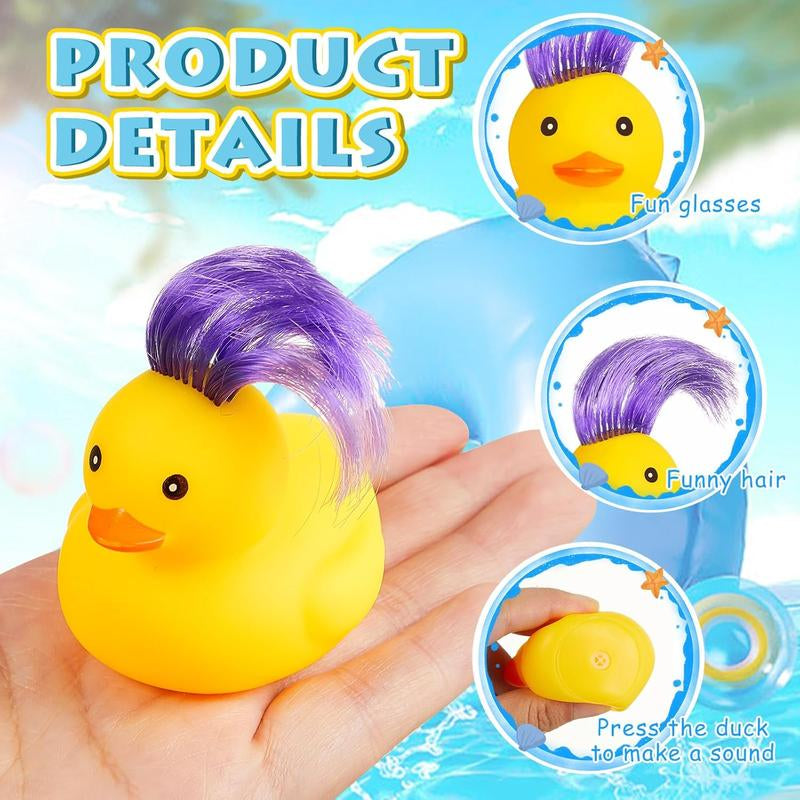 30Pcs Wig Rubber Duck Bath Toys Cute and Funny , Toys for Shower ,Birthday ,Summer Pool, Holiday, Cruise Ducks , Party Ducks