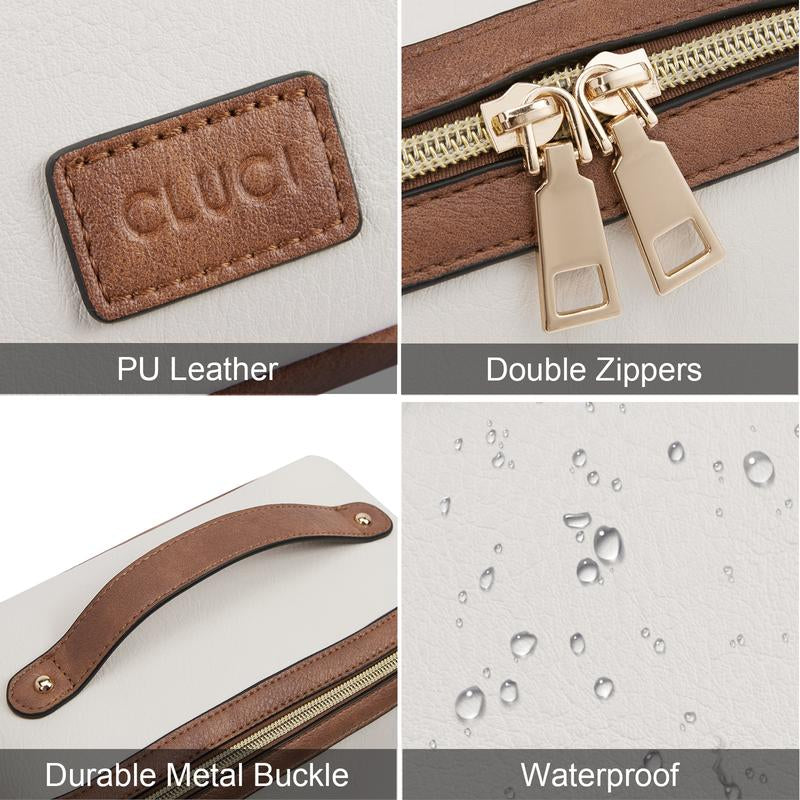 CLUCI Make up Bag Travel Cosmetic Bag Makeup Bag, Large Capacity PU Leather Waterproof Toiletry Bag