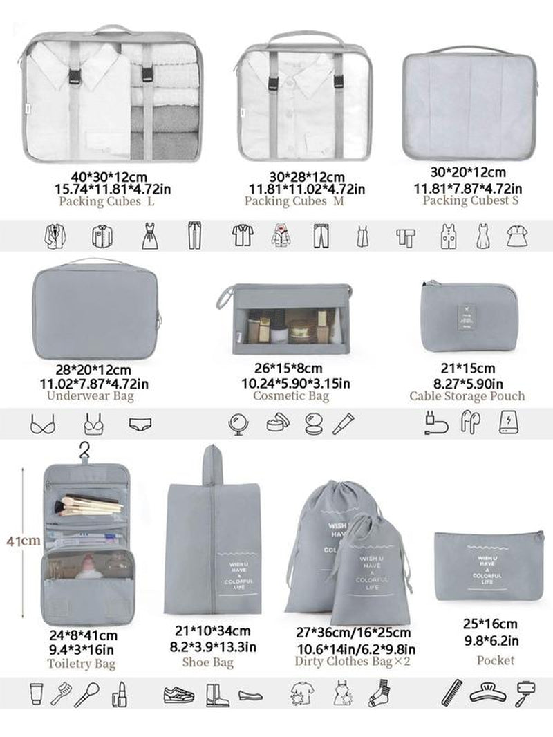 Portable Travel Storage Bag Set, Travel Organizer, Zipper Storage Bag, Suitcase Packing Slogan Graphic Travel Storage Bag, Perfect for Luggage and Suitcase Packing