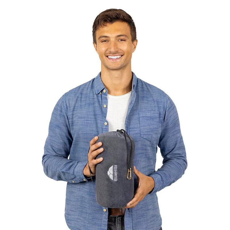 Bluehills Travel Blanket Pillow Premium Soft Airplane, Travel Essentials Grey Gray R01