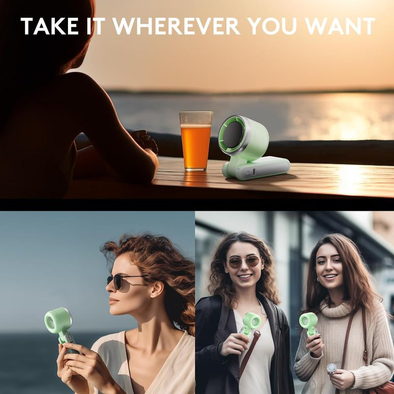 Portable Handheld Turbo Fan, 5 Gearwind, up to 10 Working Hours, Air Turbo Tech Cooling Fan for Travel, Working