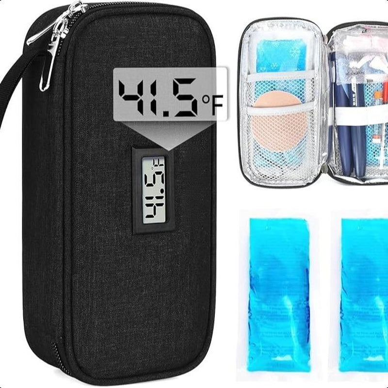 Insulin Cooler Travel Case with Temperature Display, Refrigerated Cooler Travel Case Diabetic Travel Case