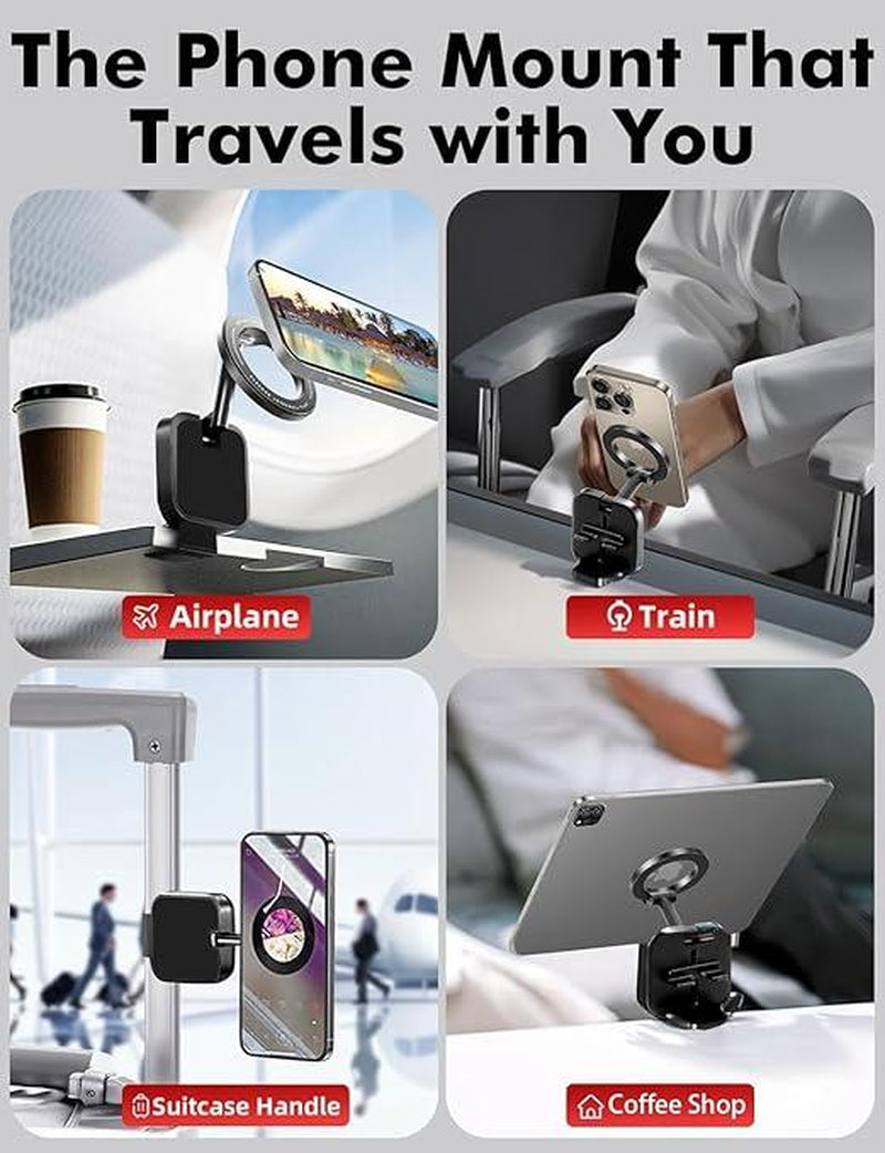 Travel Depot Magnetic Phone Holder Handsfree, Airport or Plane Magnetic Phone Mount for Travel, Home Office