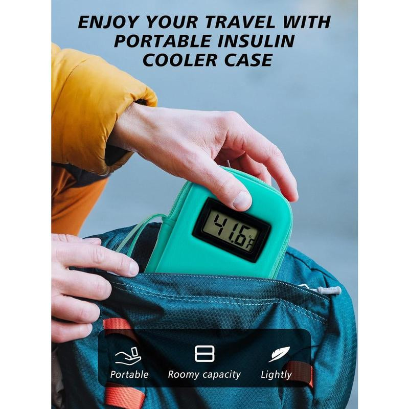 Insulin Cooler Travel Case with Temperature Display, Refrigerated Cooler Travel Case Diabetic Travel Case
