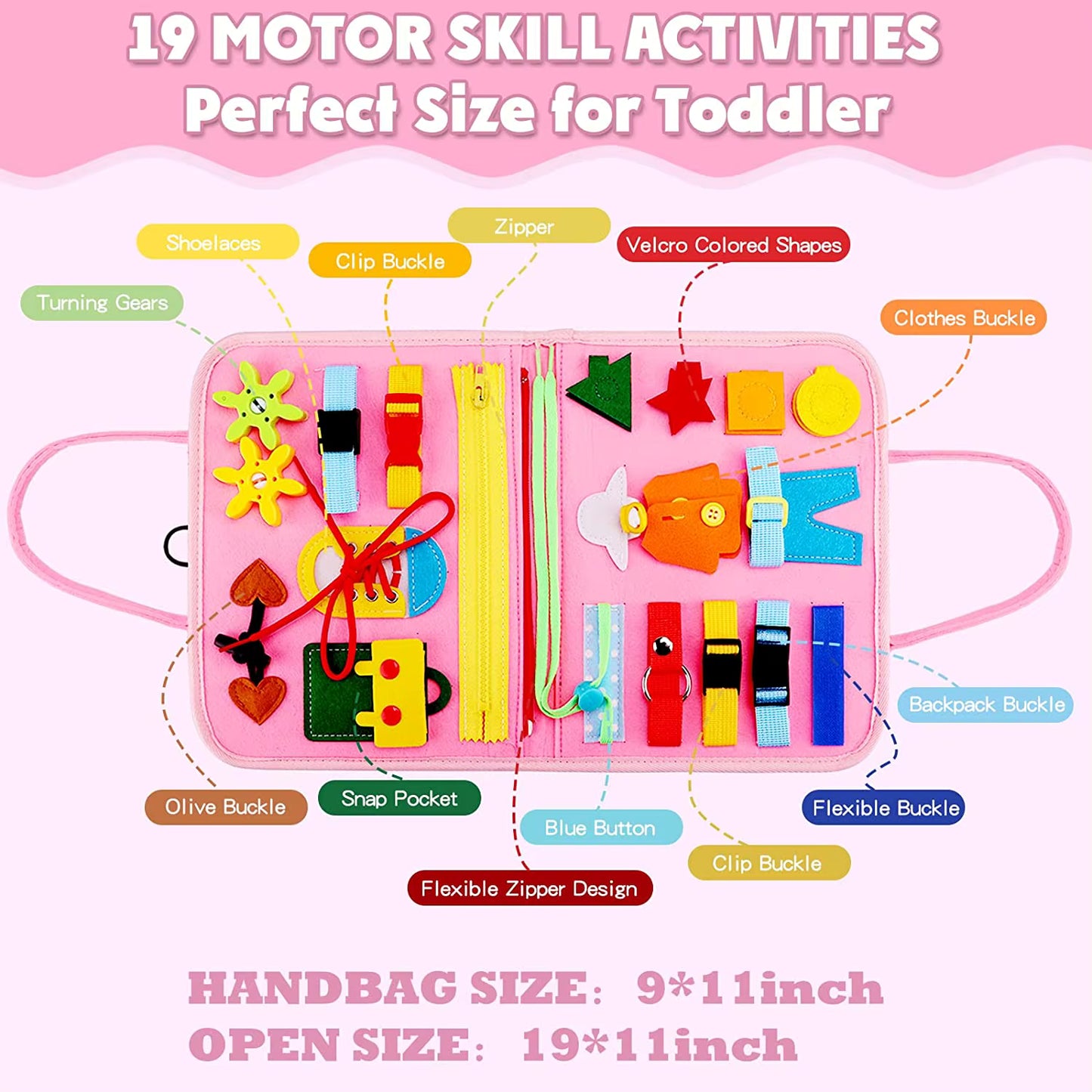 Montessori Busy Board for Toddlers Sensory Toy Preschool Learning Educational Travel Activities for Toddlers Fine Motor Skills