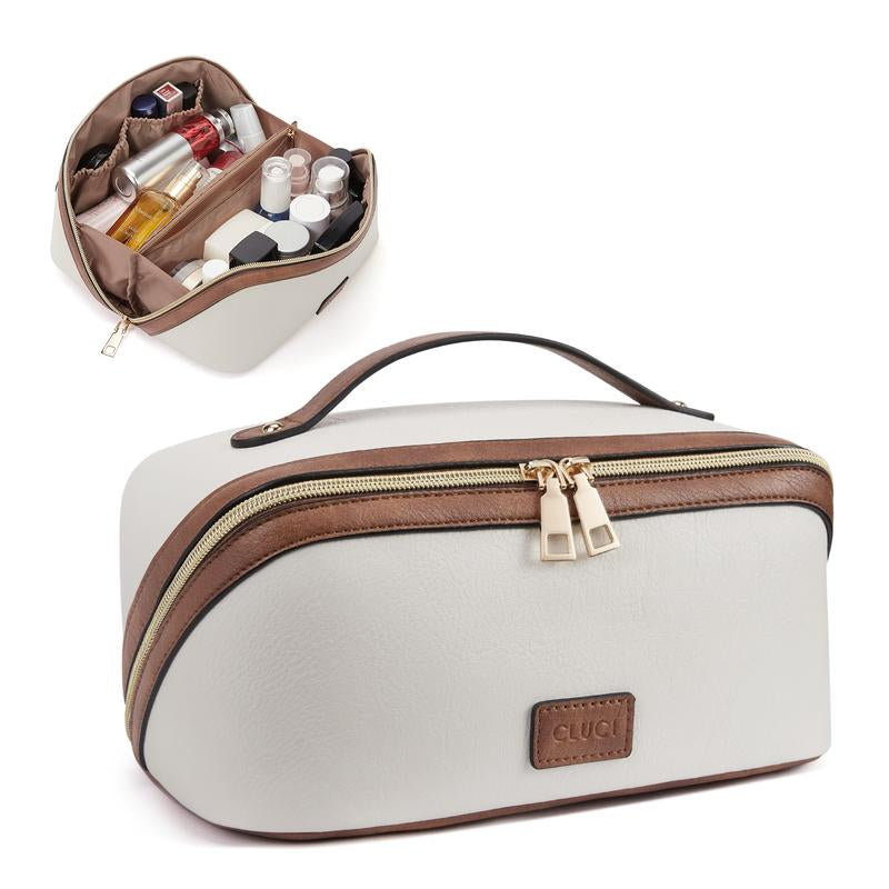 CLUCI Make up Bag Travel Cosmetic Bag Makeup Bag, Large Capacity PU Leather Waterproof Toiletry Bag