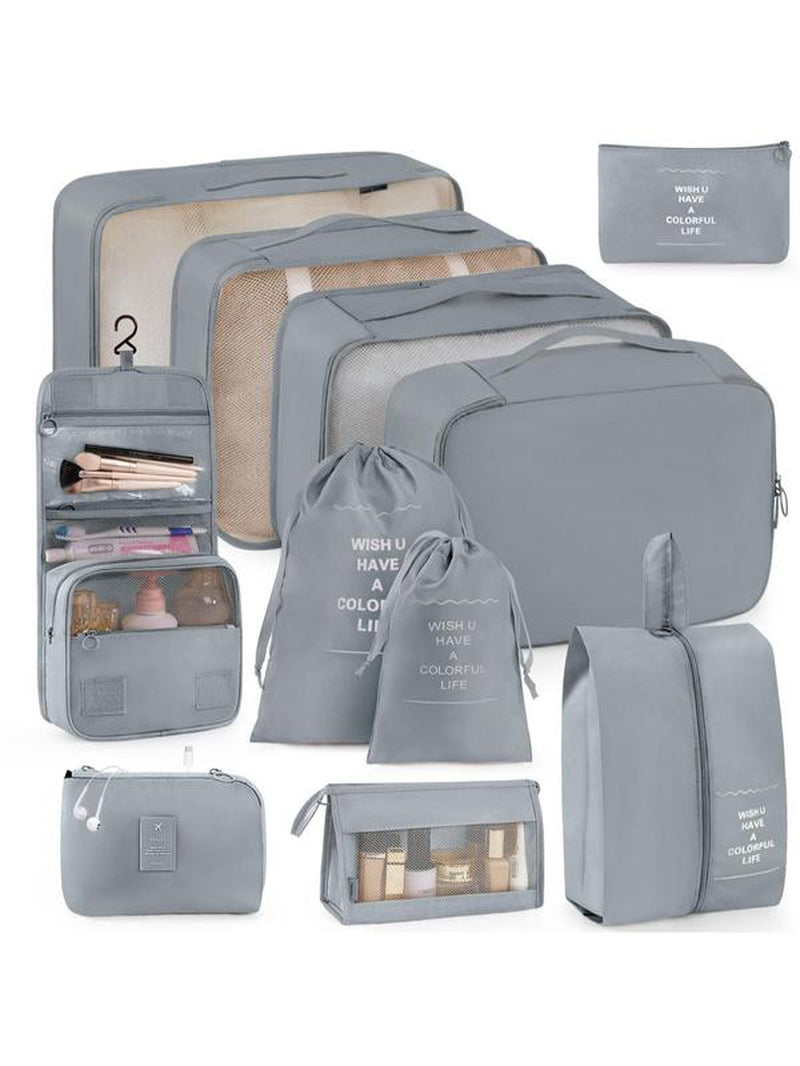Portable Travel Storage Bag Set, Travel Organizer, Zipper Storage Bag, Suitcase Packing Slogan Graphic Travel Storage Bag, Perfect for Luggage and Suitcase Packing