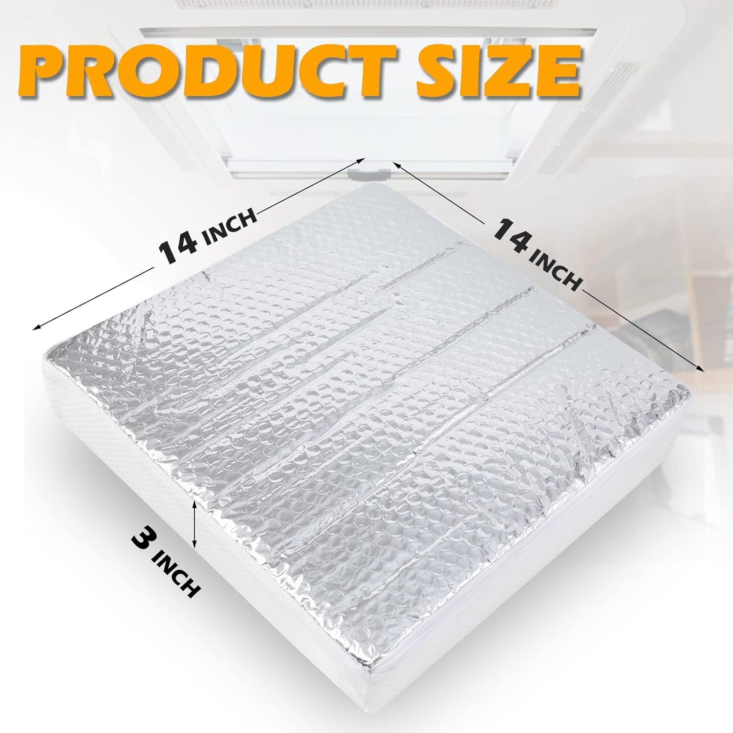 RV Vent Insulator 14″X14″X3″, 2 Piece Universal RV Skylight Cover with Reflective Surface