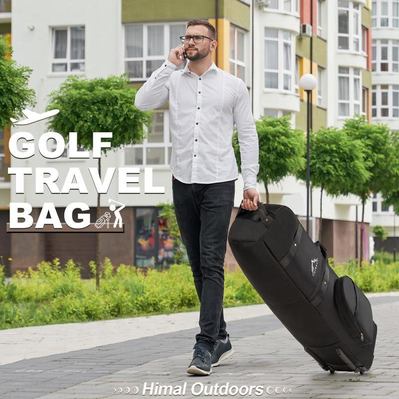 Himal Outdoors Golf Travel Bag, Heavy Duty 600D Polyester Oxford Wear-Resistant, Excellent Zipper Universal Size with Wheels, Soft-Sided Golf Club Travel Cover to Protect Clubs