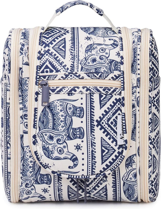 Small Hanging Toiletry Travel Makeup Bag Organizer (Medium, Elephant)
