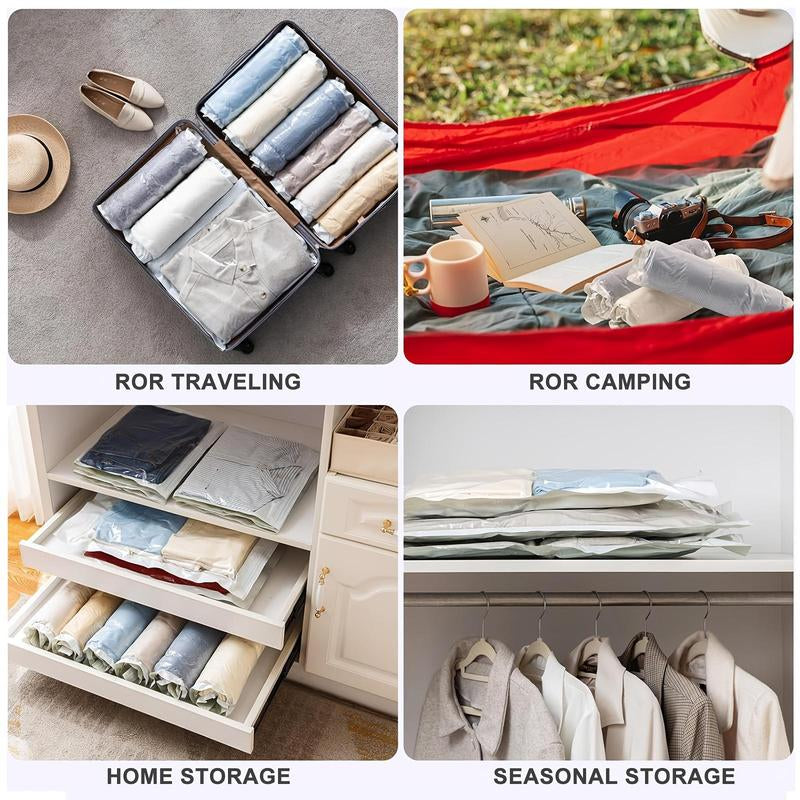Travel Compression Bag, 6 Counts/Set Transparent Travel Compression Bag, Clothes Storage Bag, Travel Packing Cubes, Clothes Organizer, Home Organizer for Travel, Travel Essentials