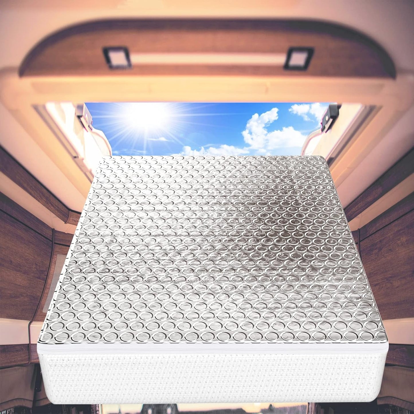 RV Vent Insulator 14″X14″X3″, 2 Piece Universal RV Skylight Cover with Reflective Surface