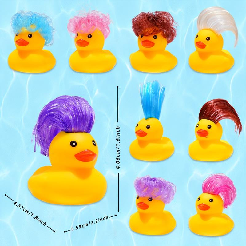 30Pcs Wig Rubber Duck Bath Toys Cute and Funny , Toys for Shower ,Birthday ,Summer Pool, Holiday, Cruise Ducks , Party Ducks