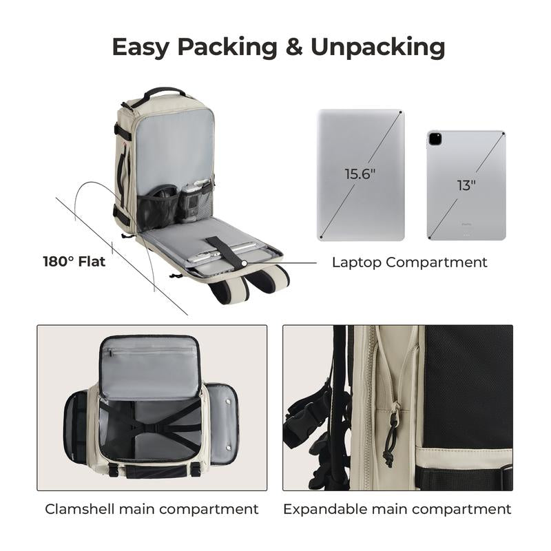 Mesh Carry on Travel Backpack, 15.6" Laptop, Quick Access, Fits 40Oz Water Bottle, Ideal for Airplane Travel