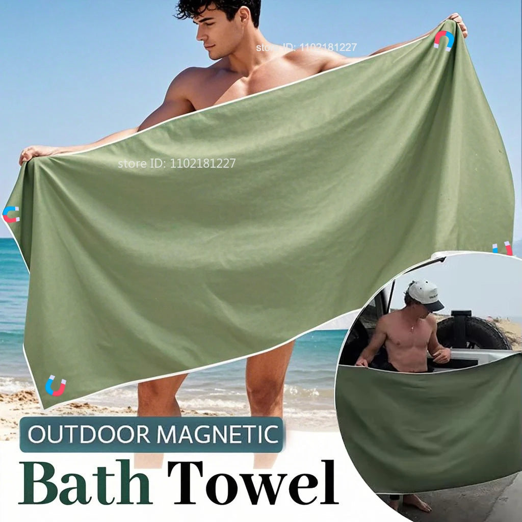 Magnetic Bath Towel Multifunctional Outdoor Magnet Towels Quick Drying Beach Towel for Surfing Swimming Changing Clothes