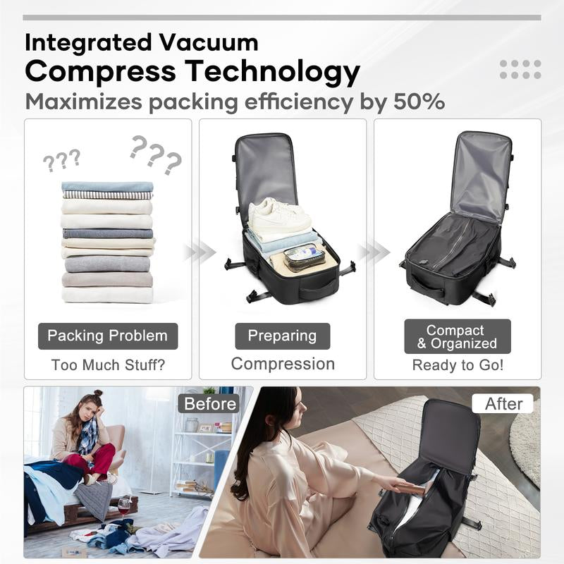 Kibachev Vacuum Travel Backpack,Carry on Backpack,Personal Item, Stylish Daypacks