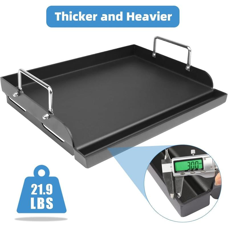 25" X 16" Griddle Plate for Gas Grill - Nonstick Coating Cooking Griddle for Gas Stove/Charcoal/Electric Top Plate with Groove and Removable Handles