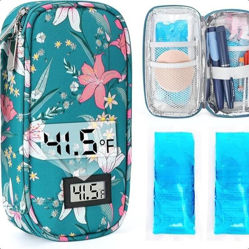Insulin Cooler Travel Case with Temperature Display, Refrigerated Cooler Travel Case Diabetic Travel Case