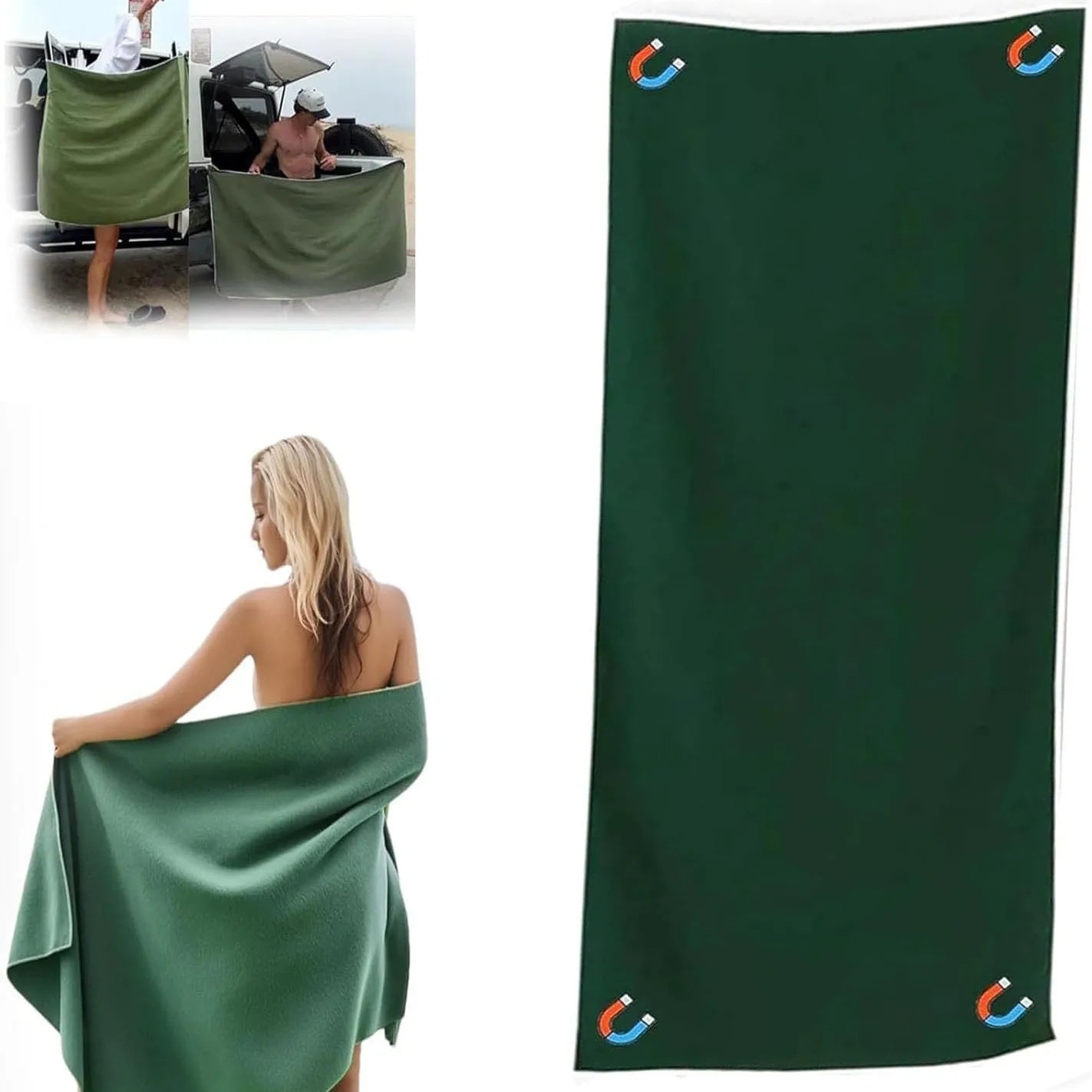 Magnetic Bath Towel Multifunctional Outdoor Magnet Towels Quick Drying Beach Towel for Surfing Swimming Changing Clothes
