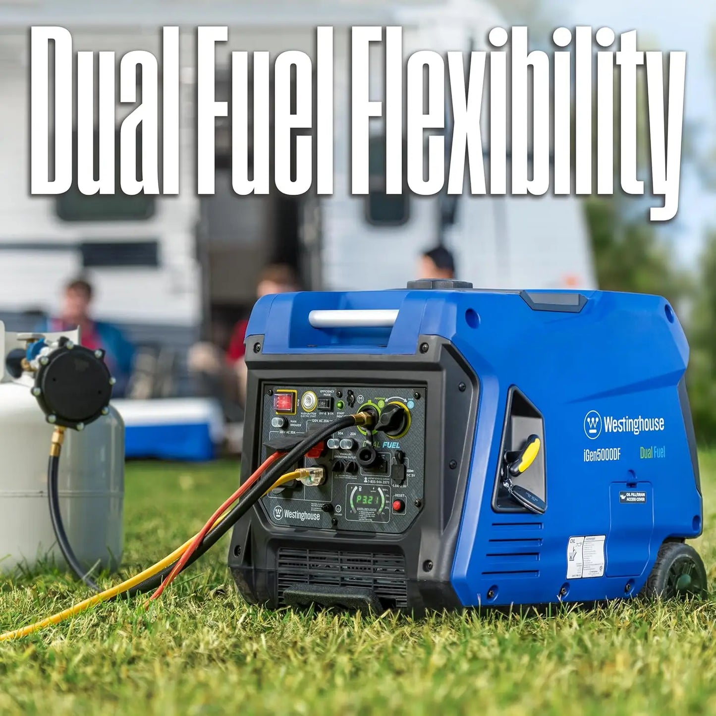 5000 Peak Watt Super Quiet Dual Fuel Portable Inverter Generator,Remote Electric Start,Gas & Propane Powered,Rv Ready 30A Outlet