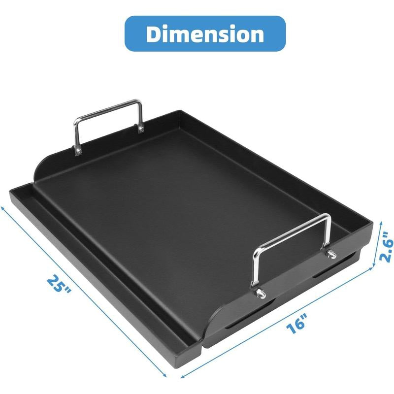25" X 16" Griddle Plate for Gas Grill - Nonstick Coating Cooking Griddle for Gas Stove/Charcoal/Electric Top Plate with Groove and Removable Handles