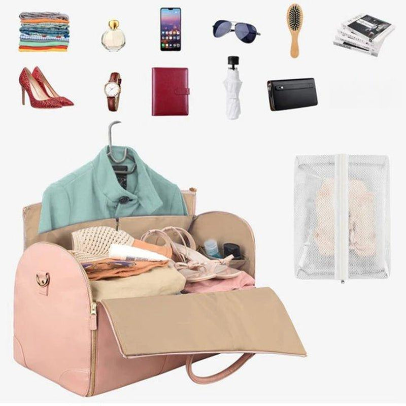 Lefame Foldable Travel Bag Convenient Carry On Duffel Bag for Travel with Shoe Compartment Personal Items Travel Bag Unisex Pink