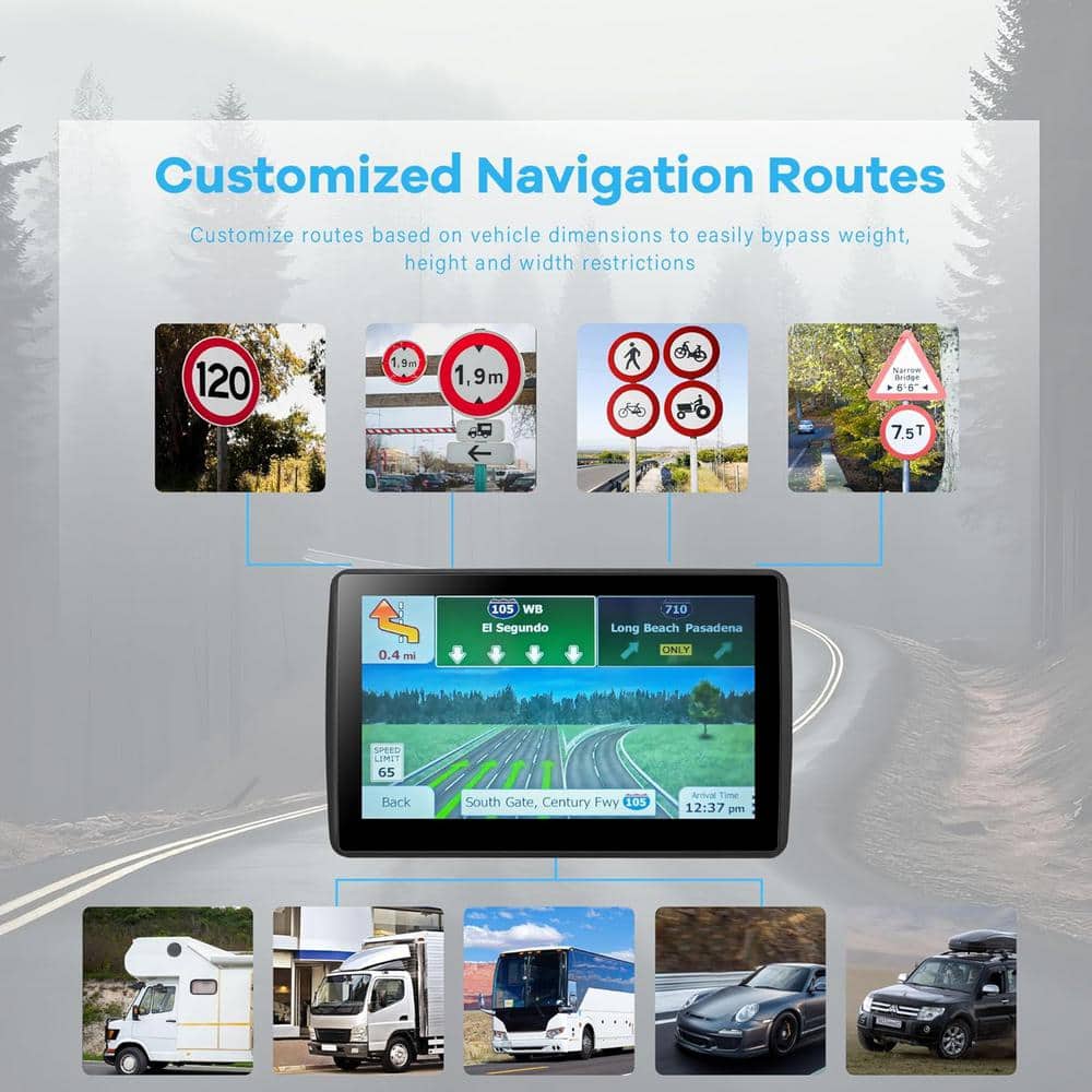 GPS Navigator for Car Truck RV with Latest Map 7 In. Touch Screen Support Voice Turn Direction/Speed & Red Light Warning