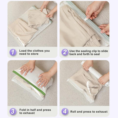 Travel Compression Bag, 6 Counts/Set Transparent Travel Compression Bag, Clothes Storage Bag, Travel Packing Cubes, Clothes Organizer, Home Organizer for Travel, Travel Essentials
