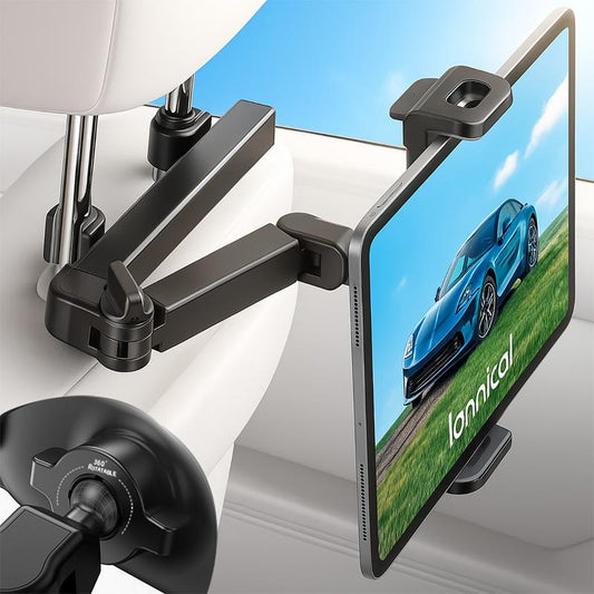 Lamicall Car Headrest Tablet Holder  Adjustable Tablet Car Mount for Back Seat, Road Trip Essentials for Kids, for   Tablet like Ipad Pro, Air, Mini, Galaxy, Fire HD, Black