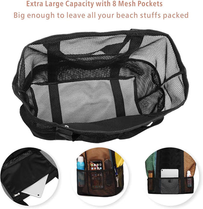 Mesh Beach Bag Family - Large Tote Bag for Cruise Pool Toys Beach Vacation Essentials