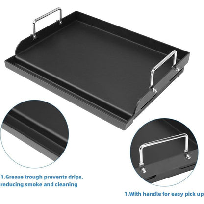 25" X 16" Griddle Plate for Gas Grill - Nonstick Coating Cooking Griddle for Gas Stove/Charcoal/Electric Top Plate with Groove and Removable Handles