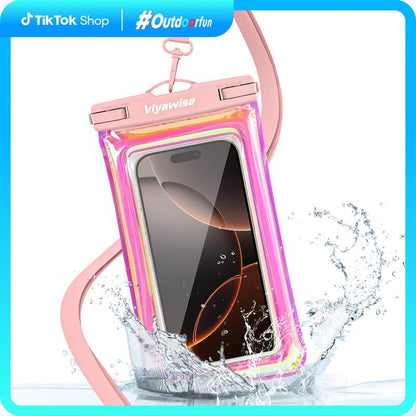 Viyawise  Waterproof Phone Pouch - IPX8 Certified & Floatable Design  5 Holographic Colors  Fits Most Smartphones Beach Cruise Swim 