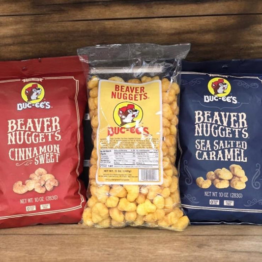 Buc Ee'S Beaver Nuggets Variety Bundle , 6 Flavors: Cinnamon Sweet, Sea Salted Caramel, White Cheddar, Habanero, Bold-N-Sorta Spicy, Candy