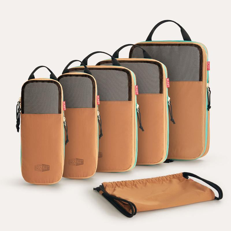 BAGSMART Blast 6PCS Compression Travel Packing Cubes, Organizer Set for Suitcases