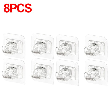 2-8PCS Adjustable Curtain Rod Clip Self Adhesive Wall Hooks Punch-Free Shower Curtain Rod Hanging Holder Bathroom Accessories