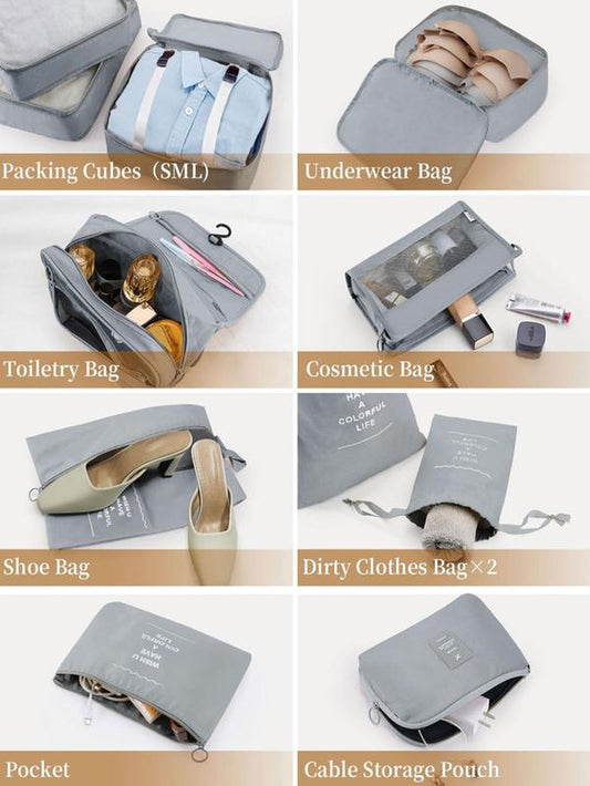Portable Travel Storage Bag Set, Travel Organizer, Zipper Storage Bag, Suitcase Packing Slogan Graphic Travel Storage Bag, Perfect for Luggage and Suitcase Packing