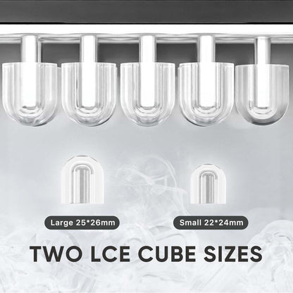 Sweetfurniture Countertop Ice Maker Machine, Basket and Handle, 9 Cubes in 6 Mins, 26.5Lbs/24Hrs, 2 Sizes of Bullet Kitchen Utensils