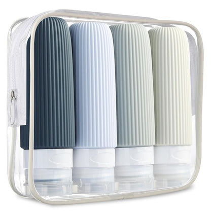 Summer Travel Bottle Set for Small Travel Toiletries, 4 Counts Leak Proof Travel Skincare Containers Bottles, Silicone 