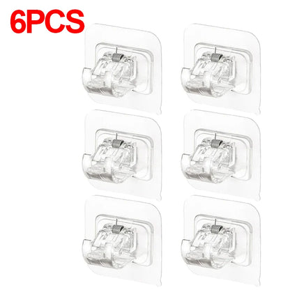 2-8PCS Adjustable Curtain Rod Clip Self Adhesive Wall Hooks Punch-Free Shower Curtain Rod Hanging Holder Bathroom Accessories