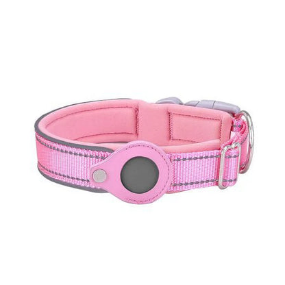 Reflective Airtag Dog Collar,Padded,Adjustable Dog Collar with Airtag Holder Case 