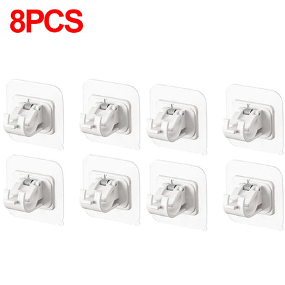 2-8PCS Adjustable Curtain Rod Clip Self Adhesive Wall Hooks Punch-Free Shower Curtain Rod Hanging Holder Bathroom Accessories