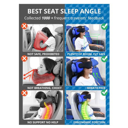 Travel Neck Pillow, Eyemask for Airplanes, Breathable Pillow, Airplane Pillow for Long Flight, Airplane Head Strap with Eye Mask 