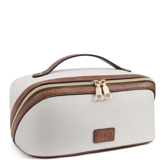 CLUCI Make up Bag Travel Cosmetic Bag Makeup Bag, Large Capacity PU Leather Waterproof Toiletry Bag