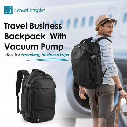 Travel Inspira, Carry-On Travel Backpack, 55L Expandable Vackpack with Vacuum Compression