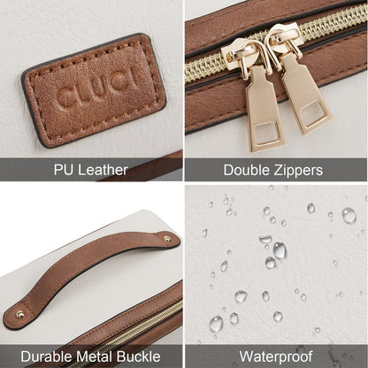 CLUCI Make up Bag Travel Cosmetic Bag Makeup Bag, Large Capacity PU Leather Waterproof Toiletry Bag