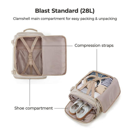 Carry On Travel Backpack, 15.6" Laptop, Waterproof, Quick Access, Fits 40Oz Water Bottle