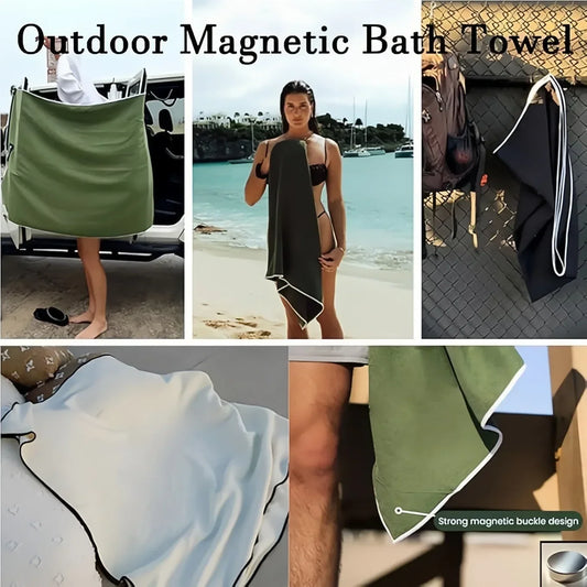 Magnetic Bath Towel Multifunctional Outdoor Magnet Towels Quick Drying Beach Towel for Surfing Swimming Changing Clothes